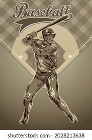 Illustration of Baseball player and field
