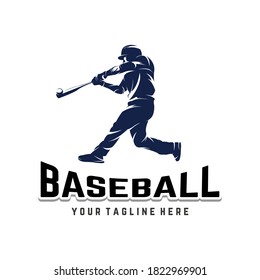 Illustration of baseball player logo design template