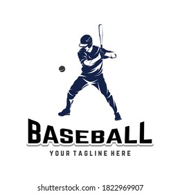 Illustration of baseball player logo design template