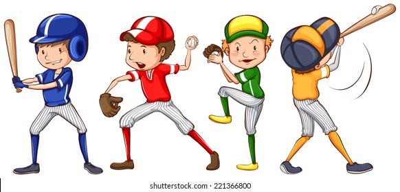Illustration of a baseball team