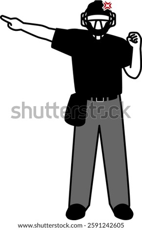 Illustration of a baseball umpire announcing an ejection