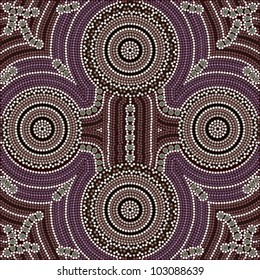 A illustration based on aboriginal style of dot painting depicting four equal