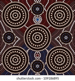 A illustration based on aboriginal style of dot painting depicting Being and seeming