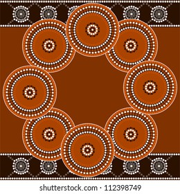 A illustration based on aboriginal style of dot painting depicting circle