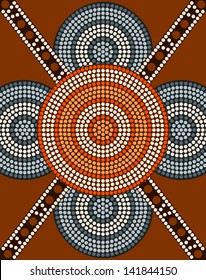 A illustration based on aboriginal style of dot painting depicting circle background 2