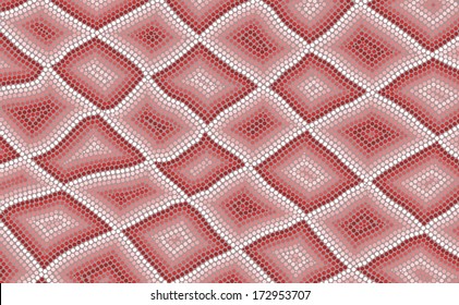 An illustration based on aboriginal style of dot painting depicting snake skin