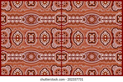 A illustration based on aboriginal style of dot painting depicting pattern