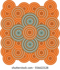 A illustration based on aboriginal style of dot painting depicting circle background 2