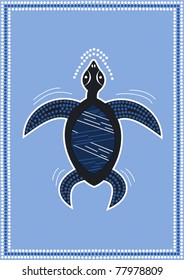 A illustration based on aboriginal style of dot painting depicting Turtle
