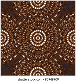A illustration based on aboriginal style of dot painting depicting circle.