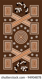 A illustration based on aboriginal style of dot painting depicting bush