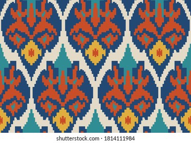 illustration based on Uzbek patterns ,Texture, background, pattern. Cloth Uzbek motifs. Indian fabric.