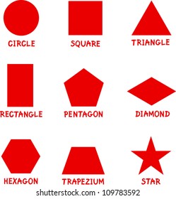 Illustration of Basic Geometric Shapes with Captions for Children Education