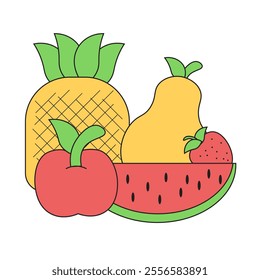 Illustration of the basic necessities fruit icon, depicting natural freshness that provides energy and balance for healthy living every day.