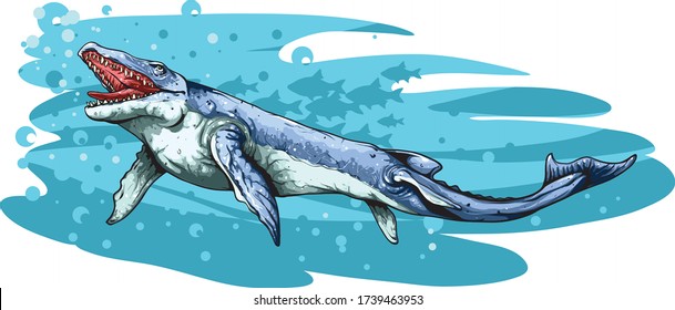 Illustration of Basilosaurus large, predatory, prehistoric whale.