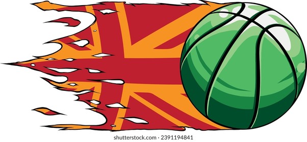 illustration of basket ball with united kingdom flag