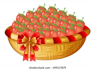 Illustration of a basket of berries on a white background