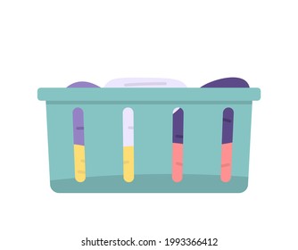 illustration of a basket containing dirty clothes. pile of clothes. flat cartoon style. vector element design
