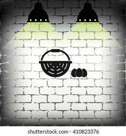 Illustration of a basket and eggs.