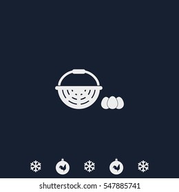 Illustration of a basket and eggs.