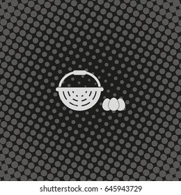 Illustration of a basket and eggs.