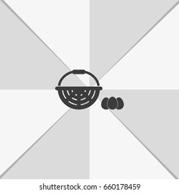 Illustration of a basket and eggs.