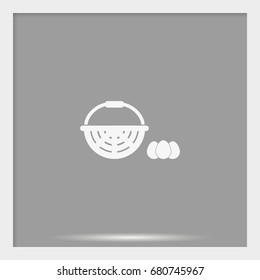 Illustration of a basket and eggs.