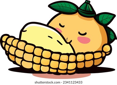 ilustración de una cesta con fruta