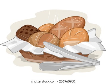 Illustration eines Korkets voller Brot Frische vom Oven