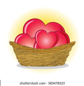 Illustration Basket Hearts Stock Vector 