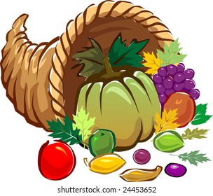 Illustration of a basket of vegetables	