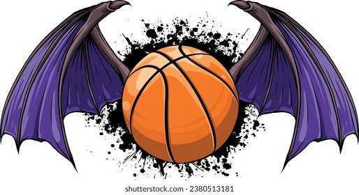 ilustración del baloncesto con alas de murciélago.