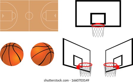 Illustration of basketball and goal