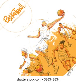 Illustration of basketball. hand drawn. basketball poster. Sport background.