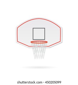 Illustration of a basketball hoop and backboard isolated on a white background.