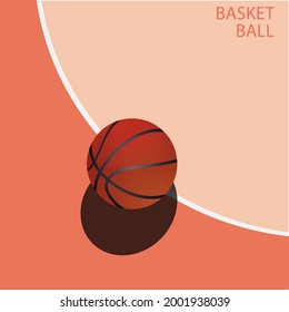 illustration of a basketball lying on the court