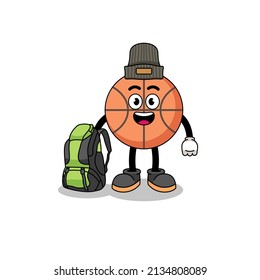 Illustration of basketball mascot as a hiker , character design