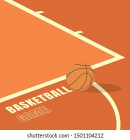 Illustration of a basketball on the basketball court - Vector.