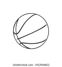 illustration of a basketball outline isolated in white background. basketball ball, vector sketch illustration