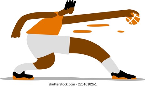 illustration of a basketball player character with a basketball ball