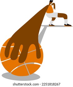 illustration of a basketball player character with a basketball ball