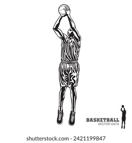 Illustration of basketball player, Jump shot, Vector data