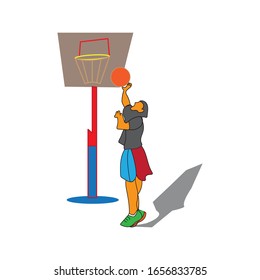 illustration of basketball player pose simple color vector design icon