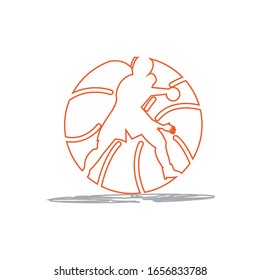 illustration of basketball player pose simple vector design icon