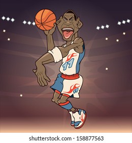 Illustration of a basketball player showing his skills