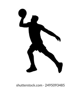 Illustration of basketball player silhouette. basketball player icon
