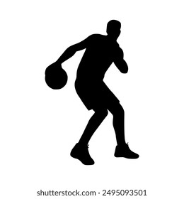 Illustration of basketball player silhouette. basketball player icon
