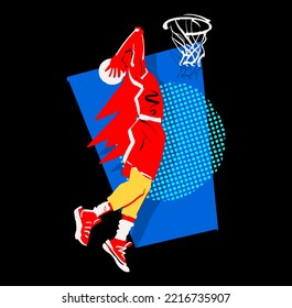 illustration of the basketball player silhouette vector