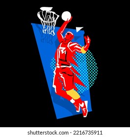 illustration of the basketball player silhouette vector