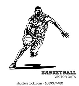 Illustration of basketball player, Vector data